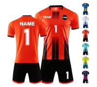 Macchiole Personalised Football Jersey for Adult Kids Men Women Youths Custom Football Uniform Shirt and Shorts with Name Team Number Logo (UK, Alpha, One Size, Regular, Regular, Orange)