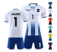 Macchiole Personalised Football Jersey for Adult Kids Men Women Youths Custom Football Uniform Shirt and Shorts with Name Team Number Logo (UK, Alpha, One Size, Regular, Regular, White)