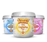 MacCorns - Cotton Candy Floss Bucket Stack - Blue, Pink & White | Traditional Spun Candy Floss, Ideal for Cocktails, Desserts Garnish and Parties - 3 x 10ltr Resealable Mega Buckets