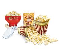 MacCorns - Microwave Bowl Popcorn Making Kit - Large Microwave Popper Bowl with Lid, Hot Air or Oil/Butter Pop Your Own Flavoured Popcorn + 1ltr Tub USA Popping Corn + 12 Popcorn Tubs + 1 Scoop