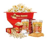 MacCorns Microwave Popcorn Making Kit | Large Popper Bowl + Lid | 850g Popping Corn + 12 Cartons + Scoop | Hot Air or Butter Pop | Allergen Free
