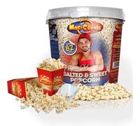 MacCorns - The Popcorn Chef’s Salted & Sweet Popcorn Mix | 10ltr Mega Sharing Bucket + 12 Cartons & 1 Scoop | Healthy Crisp, Nutritious, Low-Calorie Vegan Snack for Health Conscious Snackers