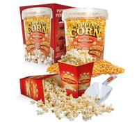 MacCorns Top Grade U.S.A Popping Corn with 12 Popcorn Cartons & 1 Serving Scoop - 1ltr Tub Corn Kernels for Traditional Popping & All Popcorn Machines - Resealable & Reusable