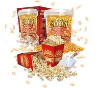 MacCorns - U.S.A Popping Corn + 12 Popcorn Cartons & 1 Serving Scoop - 1ltr Tub Corn Kernels (Gift Boxed) for Traditional Popping & All Popcorn Machines - Resealable & Reusable - Allergen FREE !