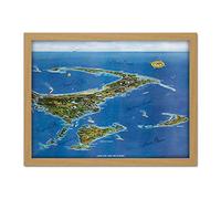 Macdonald 1958 Map Cape Cod Islands Bird's Eye Artwork Framed Wall Art Print 18X24 Inch