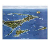 Macdonald 1958 Map Cape Cod Islands Bird's Eye Premium Wall Art Canvas Print 18X24 Inch