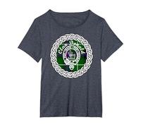 Macdonald, McDonald or Donald Clan Scottish Tartan Tshirt T-Shirt, Women's Plus, Heather Blue, 1X