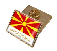 Macedonia Flag Funny Round Lapel Pin - Patriotic Ethnic Style Flag Printed Crystal Badge,Elegant Brooch Tie Pin Badge Jewelry Hat Clothes Accessories Character