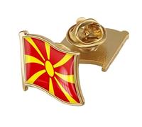 Macedonia Flag Funny Round Lapel Pin - Patriotic Ethnic Style Flag Printed Crystal Badge,Elegant Brooch Tie Pin Badge Jewelry Hat Clothes Accessories