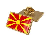 Macedonia Flag Funny Round Lapel Pin - Patriotic Ethnic Style Flag Printed Crystal Badge,Elegant Brooch Tie Pin Badge Jewelry Hat Clothes Accessories Rectangle