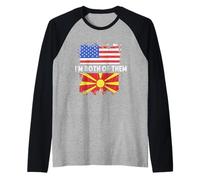 Macedonia Flag I'm Both of Them America Macedonian Pride Raglan Baseball Tee