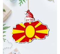 Macedonia Flags Red Santa Hat Christmas Ornaments Flag Heroes Series Ornament Keepsake Keepsake Indoor Home Decor Rustic Clear Round Acrylic Ornament Pendant for Neighbor Friends