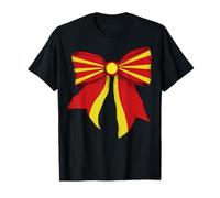 Macedonia Macedonian Pride Flag Girl Coquette Bow Ribbon T-Shirt