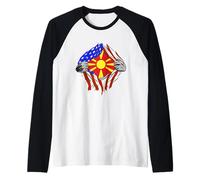 Macedonia Roots USA America Chest Macedonian Flag Raglan Baseball Tee