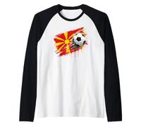 Macedonian Flag Boys Kids North Macedonia Raglan Baseball Tee