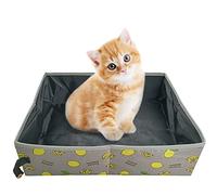 Macelitu Travel Cat Litter Tray Foldable XL, Waterproof, Durable, Easy to Clean, Lemon, 47 x 36 x 13 cm, Suitable for Cats Up to 15 kg, Ideal for Travel, Car, Indoors, Outdoors, Camping