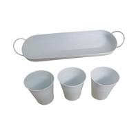 Maceta Para Plantas De Interior - 3 Piezas Barril De Plantación Moderno, Bandeja Desmontable Macetas Dee Metal | Paara Macetas Jardín, para Cocina Vanilla Drenaje Riego Vivero Jardín Exterior Porche