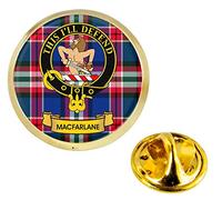 Macfarlane Scottish Clan Crest Lapel Pin Badge in Gold Colour Product Of Scotland
