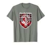 MacFarlane Surname Last Name Scottish Clan Tartan Crest T-Shirt, Men, Olive Heather, Medium