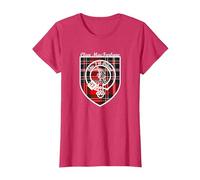 MacFarlane Surname Last Name Scottish Clan Tartan Crest T-Shirt, Women, Red Heather, X-Small