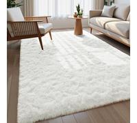 Macgace Fluffy Area Rugs for Bedroom Decor Aesthetic, 5x7 Cream White Shag Rug with Non-Slip Backing for Living Room, Soft Washable Fuzzy Carpet Modern Home Decor for Kids Nursery Girls Room