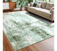 Macgace Washable Abstract Rug, 8x10 Modern Area Rugs with Non-Slip Rubber Backed for Living Room, Thin but Soft Contemporary Carpet Kitchen Bedroom Dining Room Decor, Green