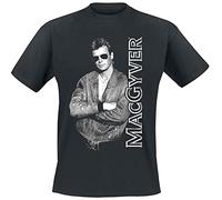 MacGyver Looking Cool! Men T-Shirt Black L, 100% Cotton, Regular
