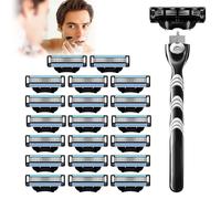 Mach 3 Razor Blades with Knife Holder: Replacement Blades for Wet Razor Men, Triple Razor Blade and Knife Holder, Beard Razor Blades Manual Razor Blade Pack of 20