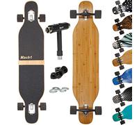 Mach1 Bamboo Longboard with Ceramic Ball Bearings + T-Tool - Skateboard Drop Through Cruiser Complete Board (Blank)