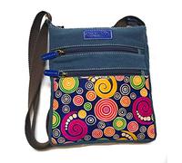 Macha Ethnic cotton bag with colorful prints and leather inserts, cotton and leather shoulder bag for women Ethnic Indian colorful (Blue)