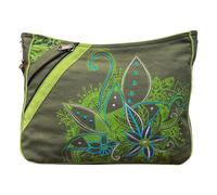 MACHA ethnic crossbody bag for women Hippie bag Hobo Bags Flower Embroidery Women Girls Shoulder Bag (Green)