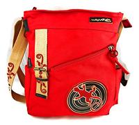 Macha Handbag Shoulder bags in cotton and leather For Women Indian Ethnic (Red)