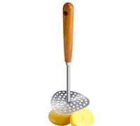 Machacador De Patatas - Machacador De Alimentos | Machacador De Patatas De Acero Inoxidable, Machacador De Alimentos Profesional Con Mango De Madera Para Frutas Y Verduras, Herramientas De Cocina Trit