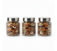 MACHAK Round Transparent Glass Jar 600 Ml | Airtight Kitchen Storage Container For Tea, Coffee, Sugar, Dry Fruits, Masala, Cookies & Pickles | Set of 3