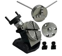 MachEl Precision 4"/100mm Tilting Milling Rotary Table with 65mm 3-Jaw Self-Centering Chuck, Back Plate, and T-Nut Fixing Kit