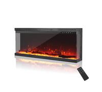 MachenFlame 40”3-Sided Electric Fireplace Stove Panoramic Glass Insert Wall Mount with 9-Color Flame, Freestanding Fireplace Heater,Logs and Crystals, 900W/1800W,Black.