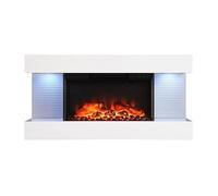 MachenFlame 82 cm (32 inch) Electric Fireplace Wall Mounted with Multi Ambient Light Colours, Smart WiFi Control, 1800 W Heating, White