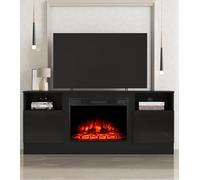 MachenFlame Electric Fireplace Insert TV Stand,Entertainment Center Console Table with Realistic LED Flame Effect Display,Button & Remote Control,Black,23" Fireplace,for 65"TV