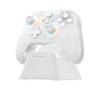 Machenike G3V2 Bluetooth Gaming Controller With Hall Effect Joysticks & Triggers, Remappable Buttons, 1000Hz Gamepad with Charging Dock, Dual Vibration - for PC/Switch/iOS/Android, RGB, White PE