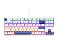 Machenike K500B 75% Mechanical Keyboard, 87 Keys TKL Compact Gaming Wired Keyboard, Hot Swappable Linear Red Switch, Rainbow LED Backlit, Double-Shot PBT Keycaps, White/Blue