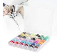 MacheTransparent Bobbin Storage Box, 36 Grids with Coloured Plastic Organiser, 26 Compartments, 15 x 12 x 3, Transparent Spool Storage Box, 36 Grids with Colourful
