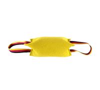 Machify 10.2 In Puppy Pull Toy, Triangular Shape, Dual Handles, Bright Yellow
