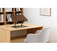 Machify 11.8 x 9.4 in Black Walnut Wooden Book Stand, Adjustable Cookbook Stand, Metal Frame with Spring Page Holders for Books, Sheet Music, Tablet