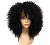Machify 14 Short Curly Wig With Bangs For Black Women, Afro Curls, Adjustable And Breathable Cap