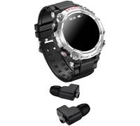 Machify 2 in 1 Wireless Watch with Earbuds, Fitness Smartwatch for Men, 1.52 In / 3.86 cm Round Display, IP67 Waterproof, Local Music Player, AI Voice Assistant, Call Answering, Silver
