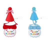 Machify 2 Pcs Small Dog Cat Birthday Hat Scarf Set, Adorable Puppy Party Decorations With Embroidered Present Bandana, Happy Pet Supplies