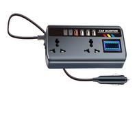 Machify 200W Vehicle Power Inverter, 9-Port Output, Dual Ac Outlets, 3 Usb & 2 Pd Fast Charging, Smart Digital Display, 12V 24V Universal Car Power Outlet Converter, 4.7 X 2.2 X 7.7 In