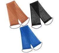 Machify 3 Pcs African Exfoliating Body Net, Exfoliating Mesh Washcloth with Dual Handles for Back Scrubbing, Deep Clean Bath Scrubber to Remove Dead Skin, Brown Black Blue, for Men and Women