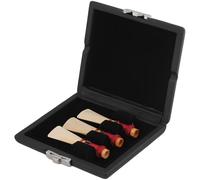 Machify 3 Pcs Bassoon Reed Case, PU Leather Bassoon Reeds Storage Box with Slots, Black Solid Wood Bassoon Reed Container Case, with Side Ventilation Holes, Portable Professional Bassoon Accessories
