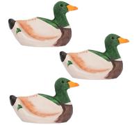 Machify 3 Pcs Handcrafted Wooden Duck Figurines, Realistic Mallard Duck Home Decor, Decorative Car and Home Ornament, Small Desk Display Accent, for Shelf, Office, and New Year Gifts